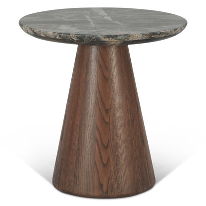 22" Lava Marble and Dark Oak Side Table