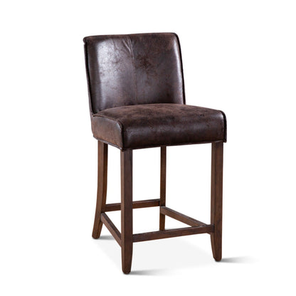 20" Dark Brown Leather Counter Chair