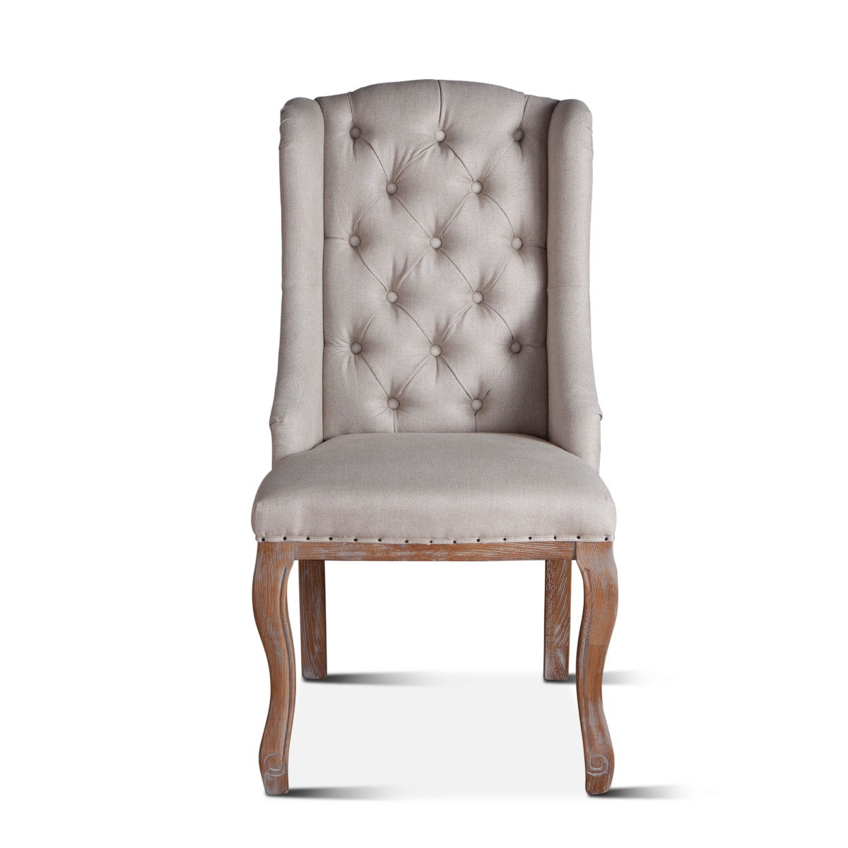 25" Off-White Linen Tufted Dining Chair