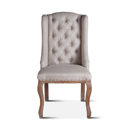 25" Off-White Linen Tufted Dining Chair