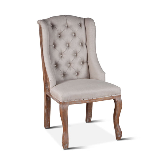 25" Off-White Linen Tufted Dining Chair