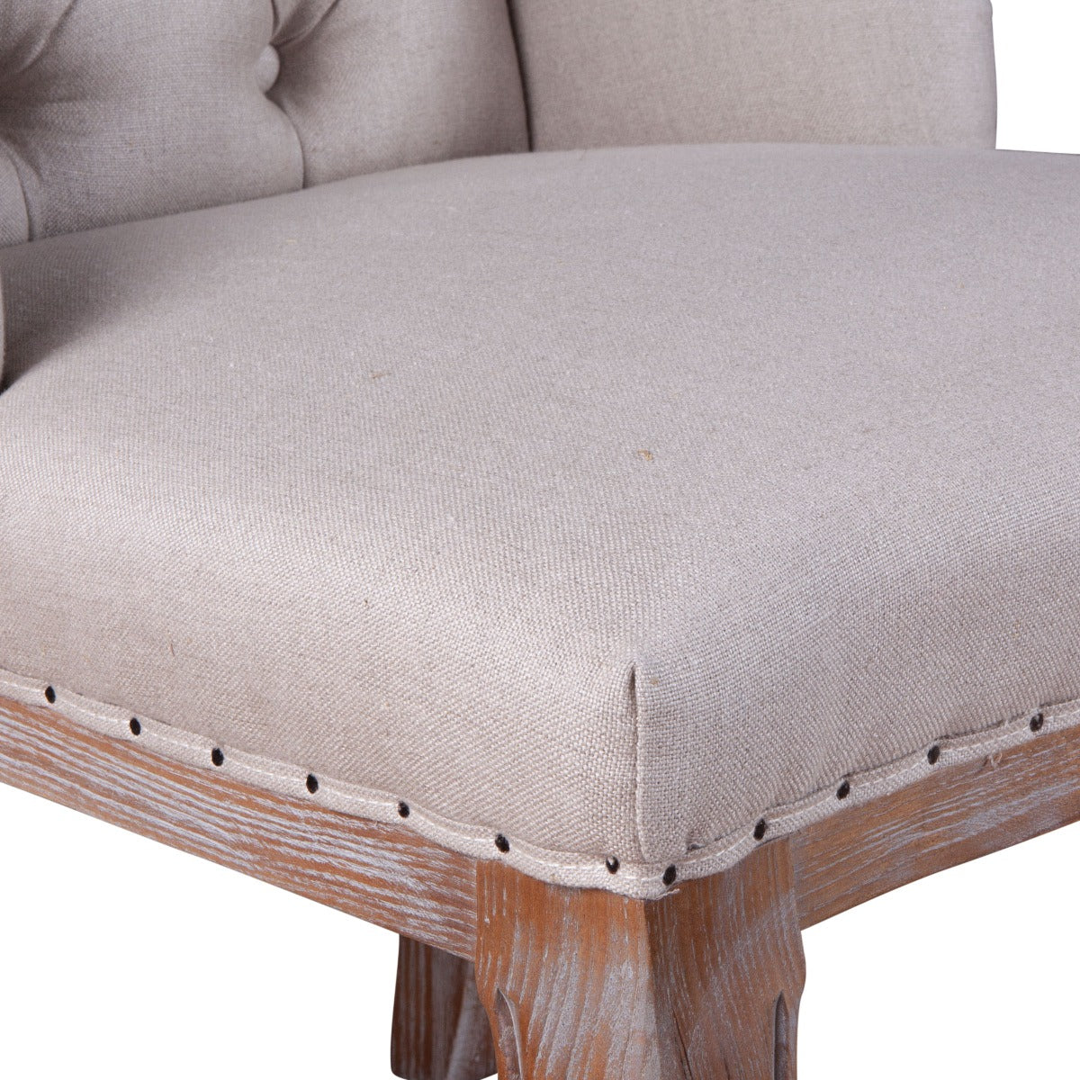 25" Off-White Linen Tufted Dining Chair