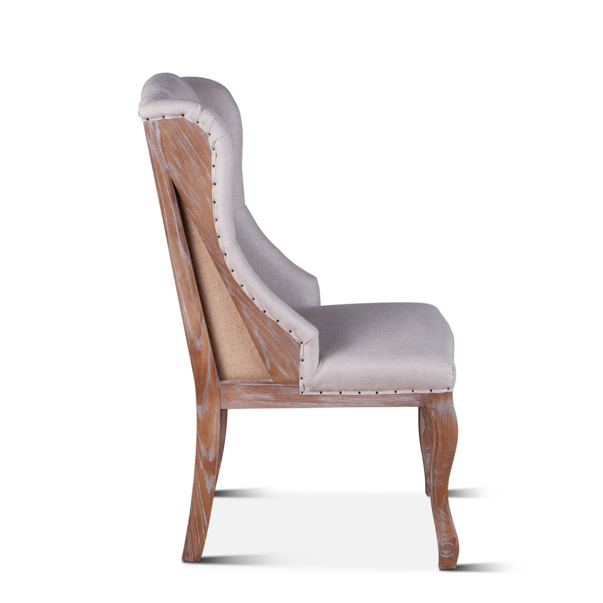 25" Off-White Linen Tufted Dining Chair