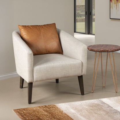 29" Beige Linen Accent Chair