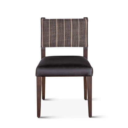 20" Black Linen and Leather Dining Chair