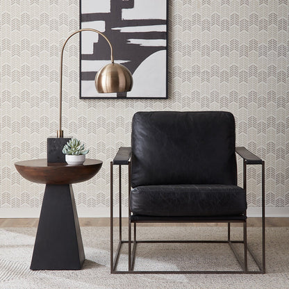 30" Ebony Black Leather Accent Chair
