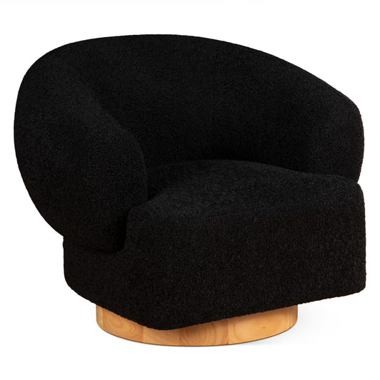 35" Midnight Boucle Swivel Accent Chair