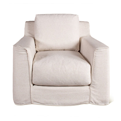 37" White Linen Slipcovered Accent Chair