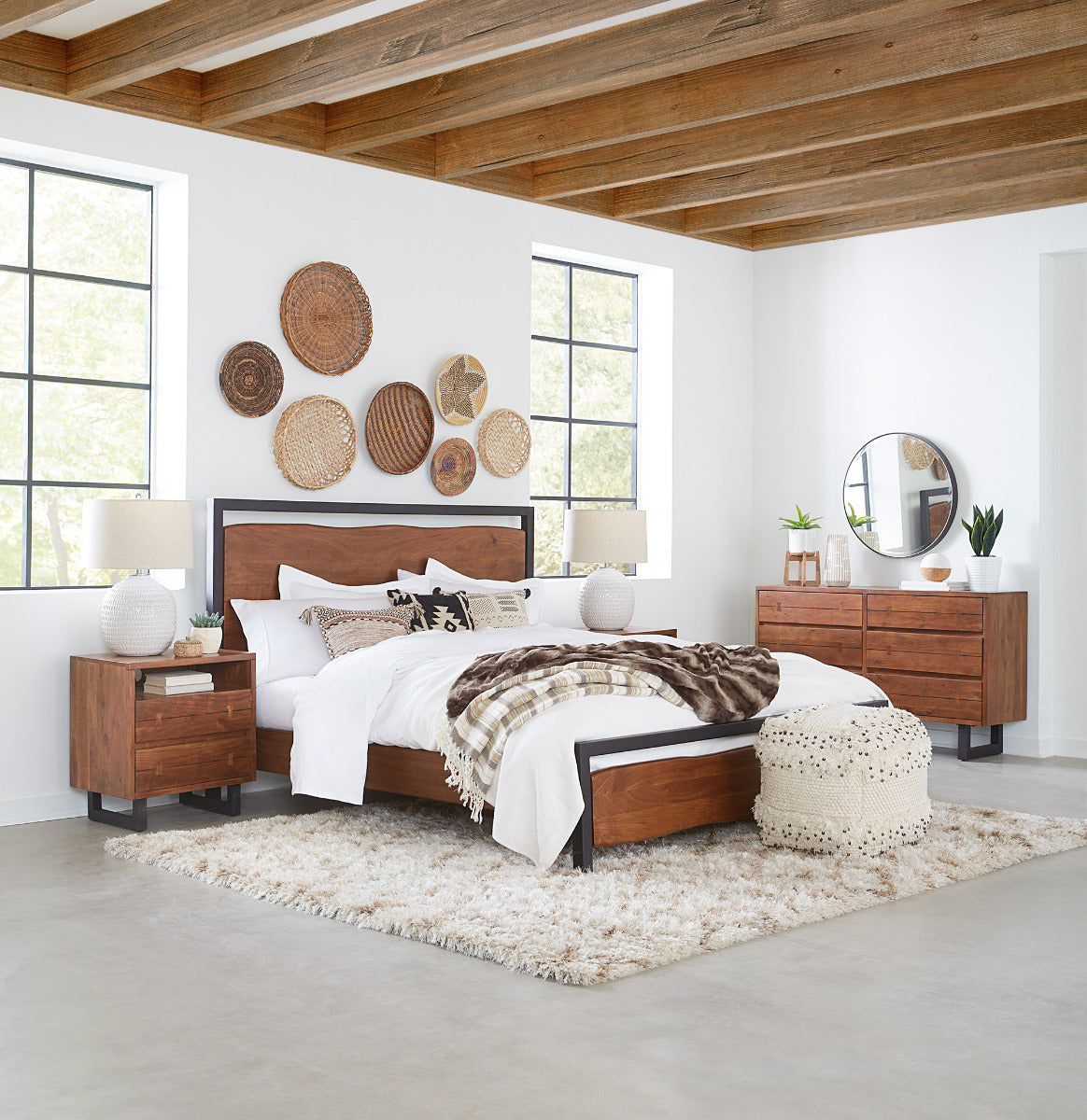 63" Walnut Queen Size Bed