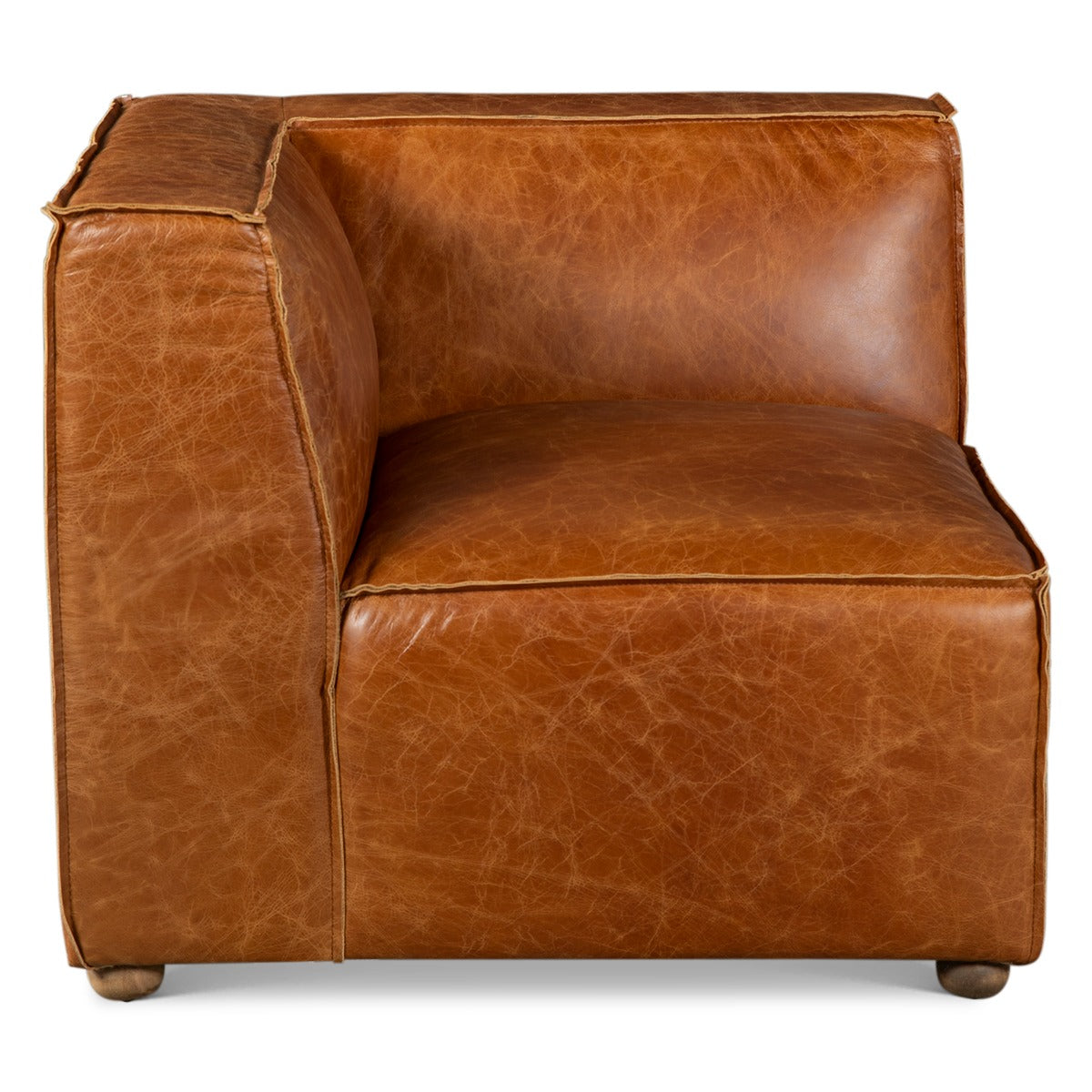 112" Cocoa Brown Leather Sectional Sofa