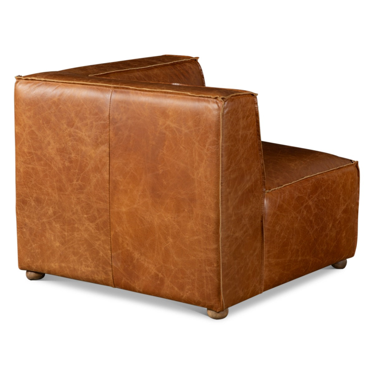 112" Cocoa Brown Leather Sectional Sofa