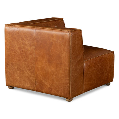 112" Cocoa Brown Leather Sectional Sofa