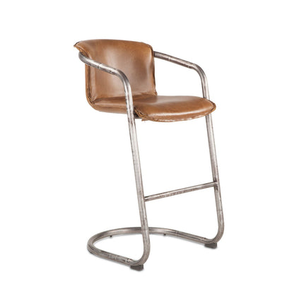 22" Chestnut Leather Bar Chair