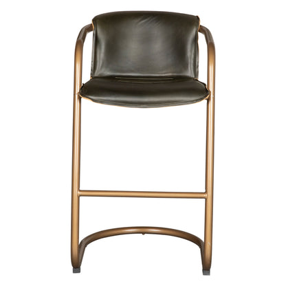 22" Emerald Green Leather Bar Chair