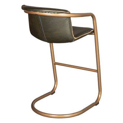 22" Emerald Green Leather Bar Chair