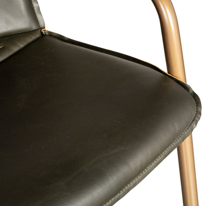 22" Emerald Green Leather Bar Chair