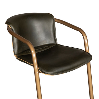 22" Emerald Green Leather Bar Chair