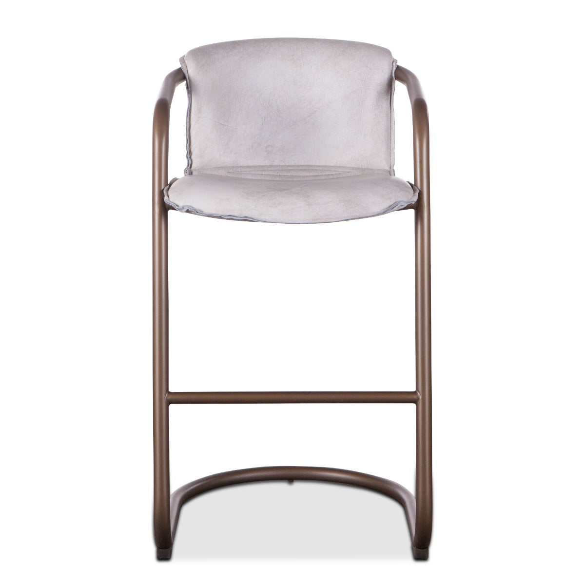22" Vintage White Leather Bar Chair