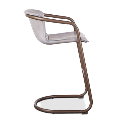 22" Vintage White Leather Bar Chair