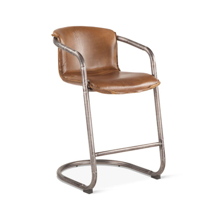 22" Chestnut Leather Counter Chair
