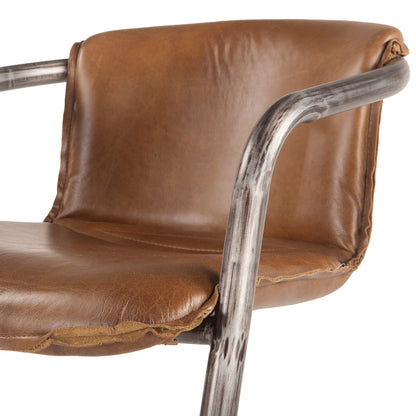 22" Chestnut Leather Counter Chair