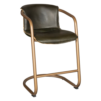22" Emerald Green Leather Counter Chair