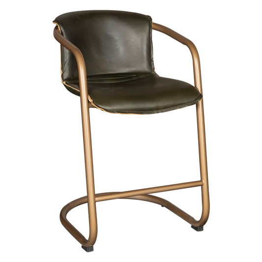 22" Emerald Green Leather Counter Chair