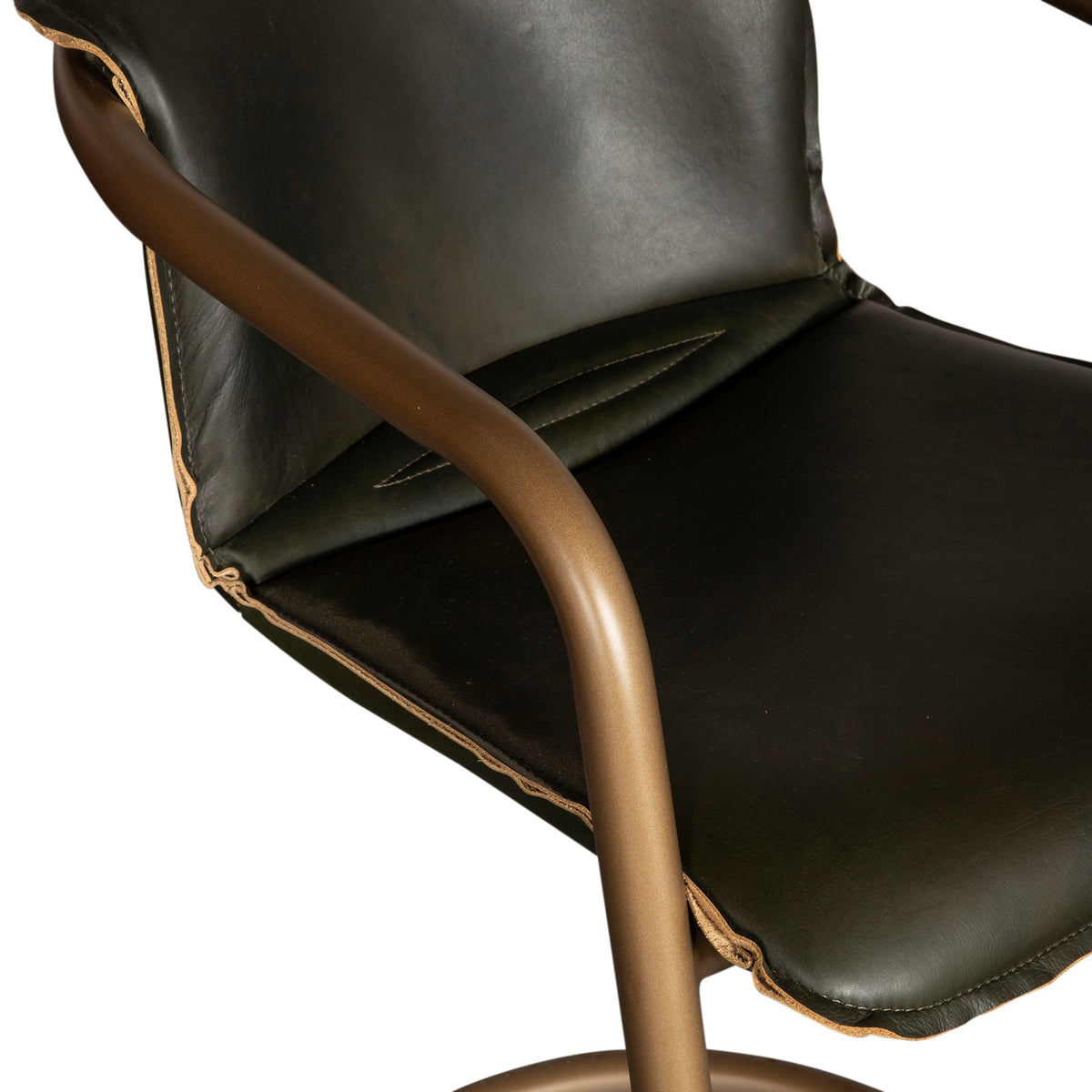 22" Emerald Green Leather Counter Chair
