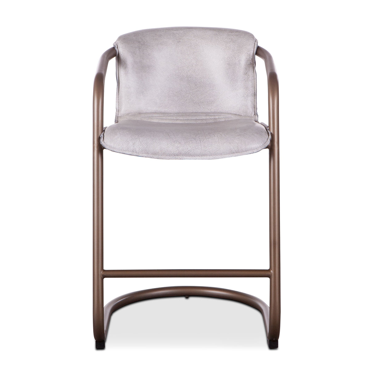 22" Vintage White Leather Counter Chair