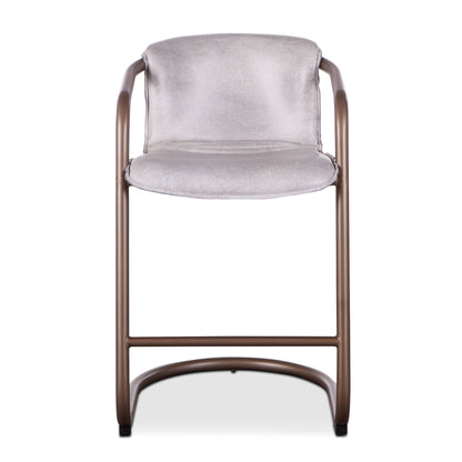 22" Vintage White Leather Counter Chair