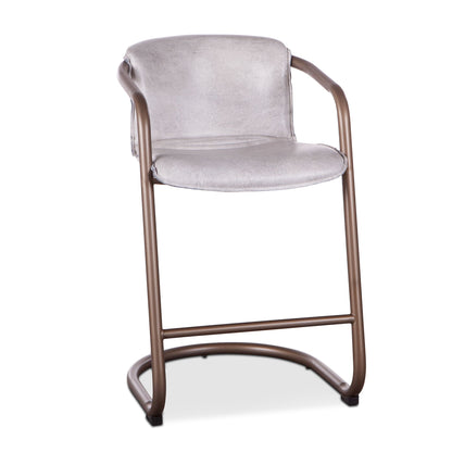 22" Vintage White Leather Counter Chair