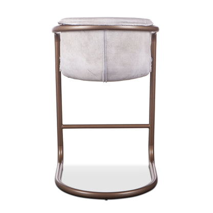 22" Vintage White Leather Counter Chair