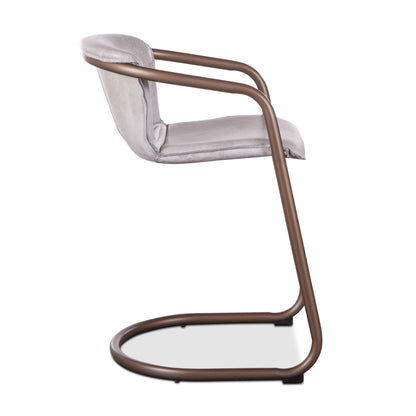 22" Vintage White Leather Counter Chair