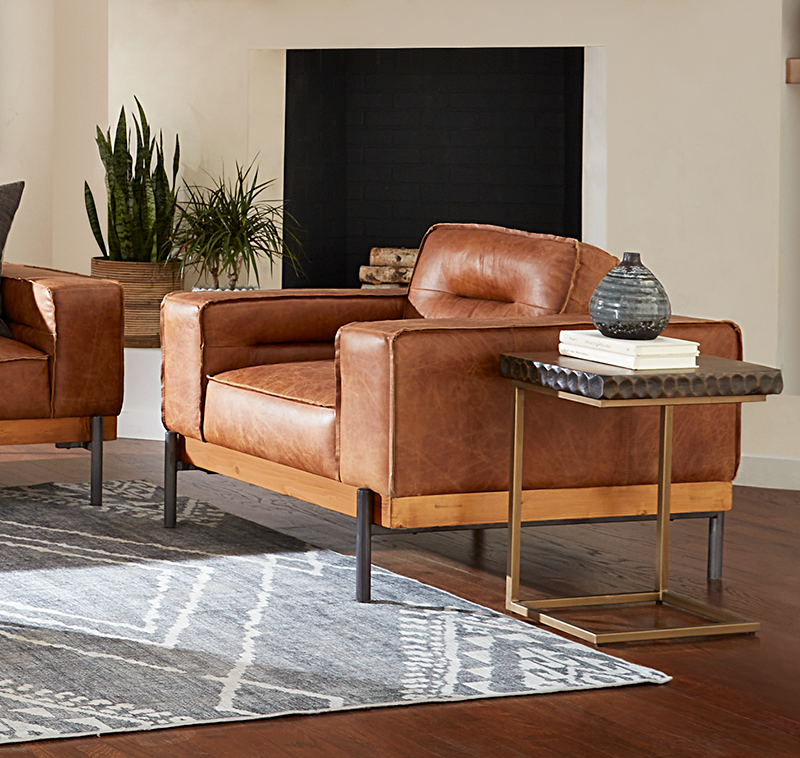 42" Cocoa Brown Leather Accent Chair