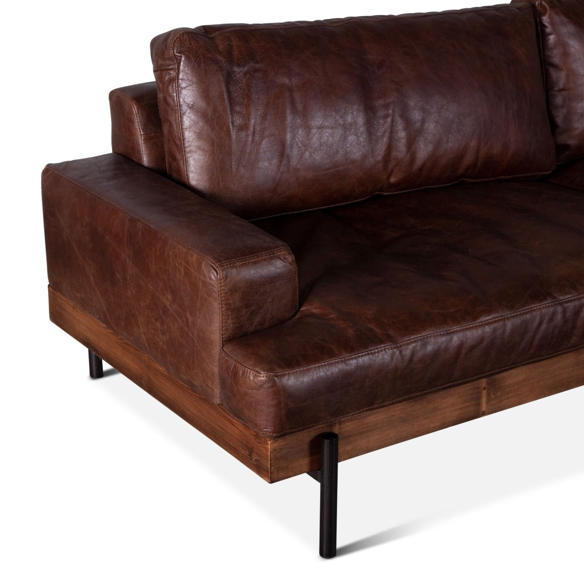 94" Geisha Brown Leather Sofa