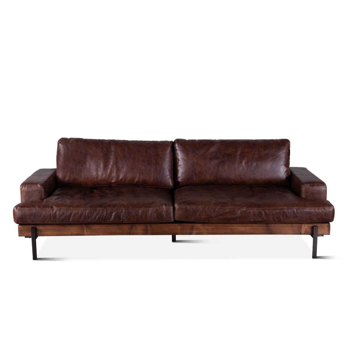 94" Geisha Brown Leather Sofa