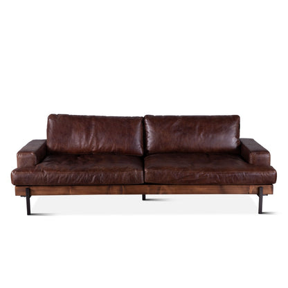 94" Geisha Brown Leather Sofa