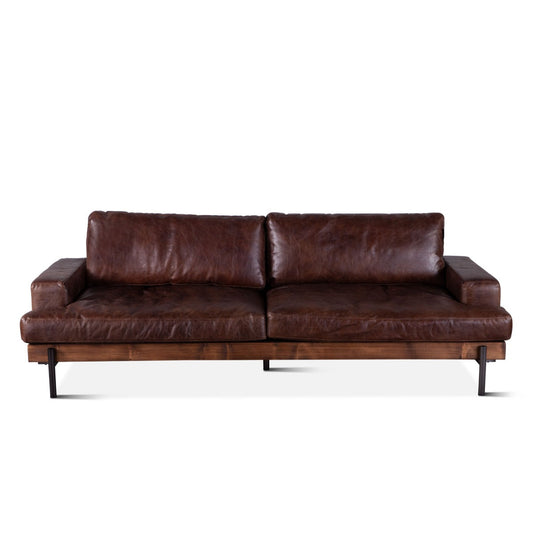 94" Geisha Brown Leather Sofa