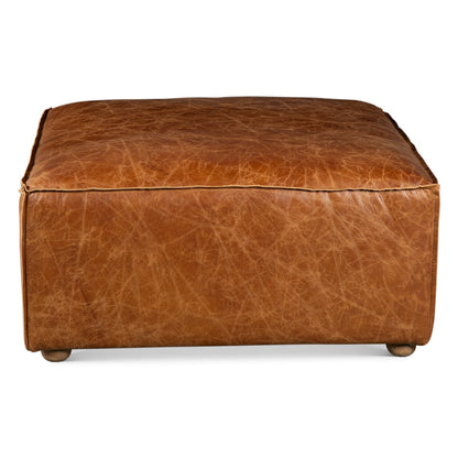 35" Cocoa Brown Leather Sectional Ottoman