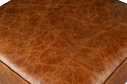 35" Cocoa Brown Leather Sectional Ottoman