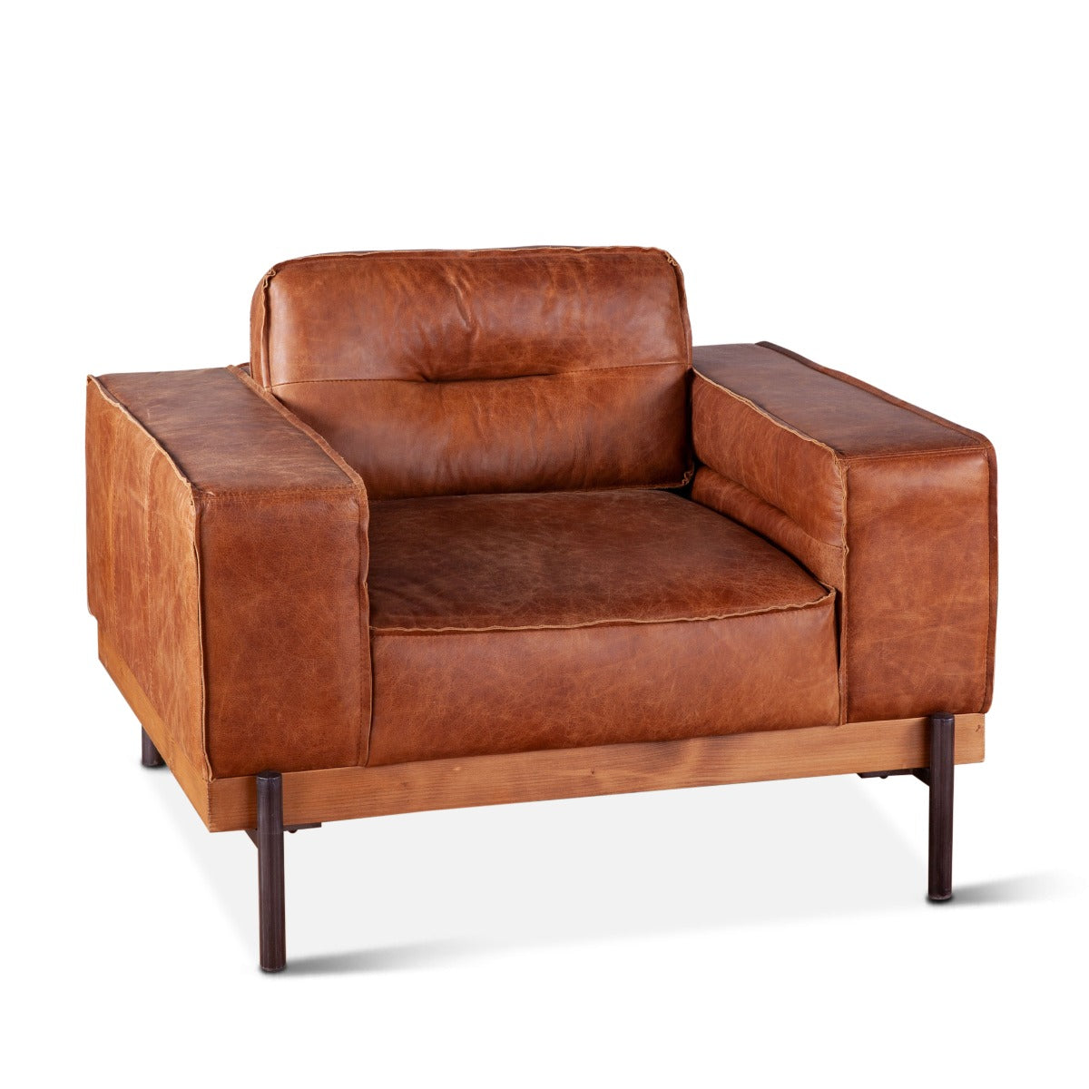 42" Cocoa Brown Leather Accent Chair