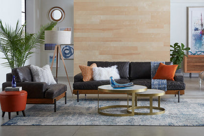 94" Morocco Black Leather Sofa