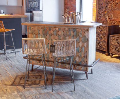 62" Vintage Teal Reclaimed Wood Bar