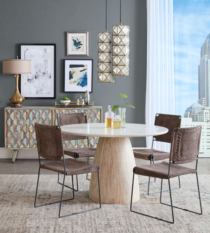 48" White Marble Dining Table