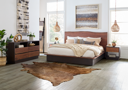 73" Raw Walnut and Ebony Queen Size Bed