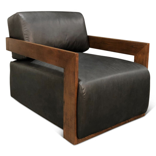 27" Charme Black Leather Accent Chair